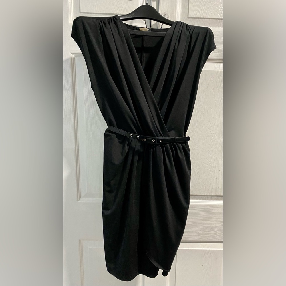 VENUS V Neck Black Belted Dress Size S